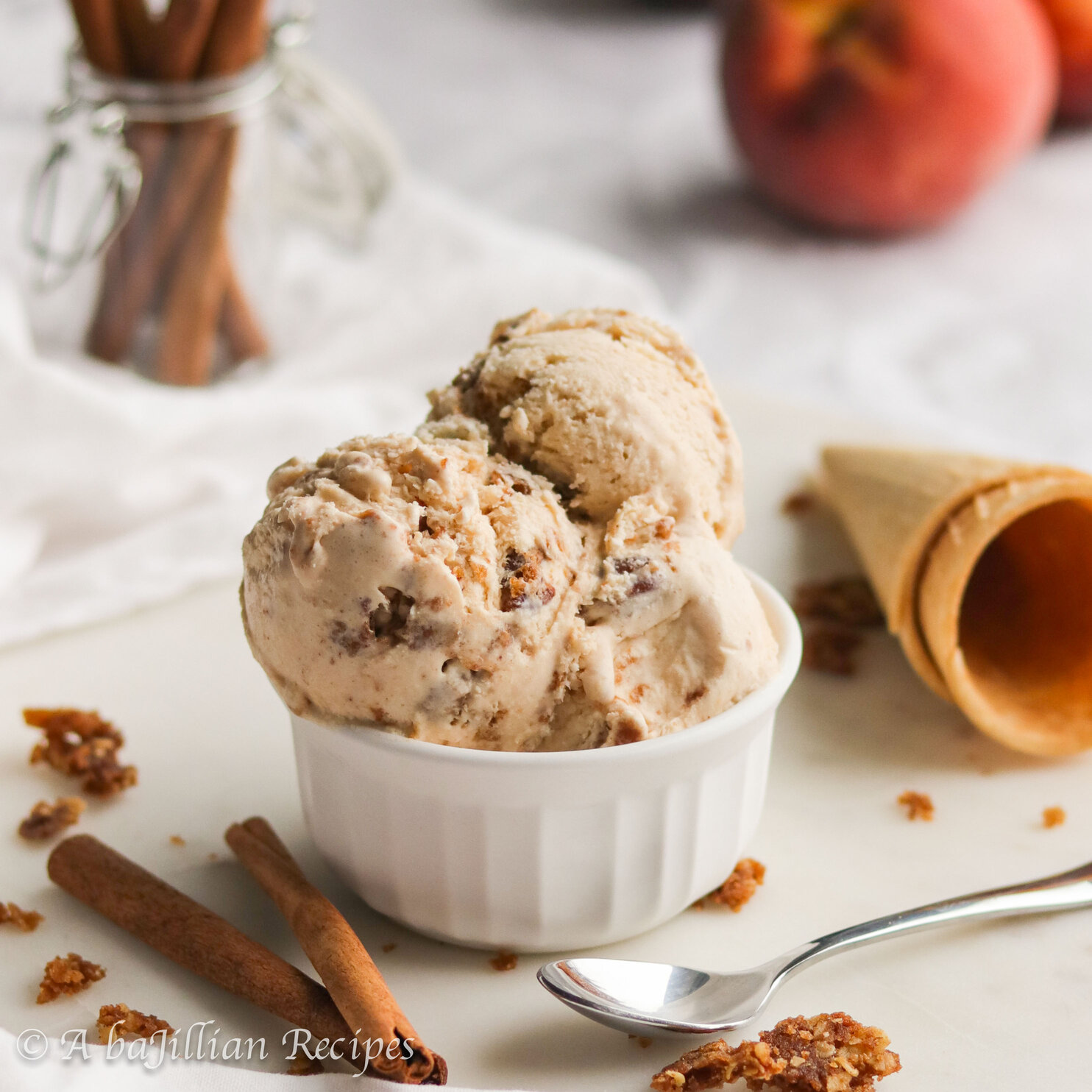 No-Churn Peach Crisp Ice Cream: Undeniably Creamy & Easy